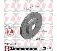 2x Disco freno con ventilazione esterna 590.2597.52 ZIMMERMANN per TOYOTA VERSO