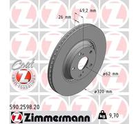 2x Disco freno con ventilazione esterna 590.2598.20 ZIMMERMANN per TOYOTA VERSO