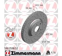 2x Disco freno con ventilazione esterna 590.2598.52 ZIMMERMANN per TOYOTA VERSO