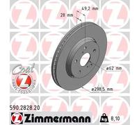 2x Disco freno con ventilazione esterna 590.2828.20 ZIMMERMANN per TOYOTA C-HR