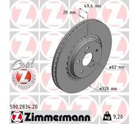 2x Disco freno con ventilazione esterna 590.2834.20 ZIMMERMANN per LEXUS TOYOTA