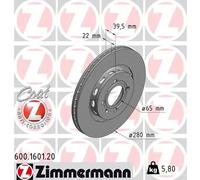 2x Disco freno con ventilazione esterna 600.1601.20 ZIMMERMANN per VW SEAT