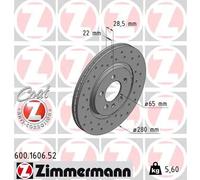2x Disco freno con ventilazione esterna 600.1606.52 ZIMMERMANN per VW SEAT