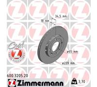 2x Disco freno con ventilazione esterna 600.3205.20 ZIMMERMANN per VW SEAT