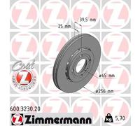 2x Disco freno con ventilazione esterna 600.3230.20 ZIMMERMANN per VW LUPO I