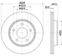 Hella Set dischi freno posteriori 8DD 355 101-351 53949 per Audi 100 C3 Avant OEM