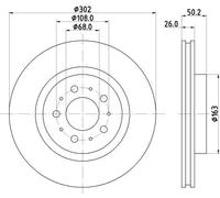 HELLA PAGID 8DD 355 106-131 Discofreno,54026,302mm,26mm,con ventilazione esterna,per es. VOLVO