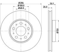 HELLA PAGID 8DD 355 107-051 Discofreno,50282PRO,rivestito,286mm,26mm,con ventilazione esterna,per es. VOLVO