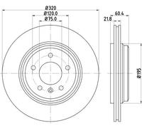 HELLA PAGID Disco freno 8DD 355 107-691 rivestito 320 mm 21.8 mm ventilazione esterna