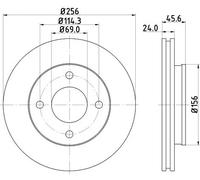 HELLA PAGID 8DD 355 111-511 Discofreno,54348PRO,rivestito,256mm,24mm,con ventilazione esterna,per es. MITSUBISHI / SMART