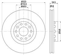 2x Disco freno con ventilazione esterna 8DD 355 127-421 HELLA per AUDI VW