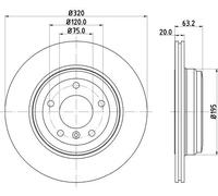 2x Disco freno con ventilazione esterna 8DD 355 128-121 HELLA per BMW 5 6