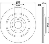 2x Disco freno con ventilazione esterna 8DD 355 129-801 HELLA per BENTLEY VW
