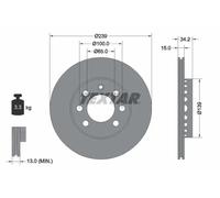 Textar Disco freno 92106403 Ventilazione esterna 2 pezzi per VW e Audi