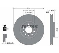 2x Disco freno con ventilazione esterna 92118303 TEXTAR per SAAB OPEL CADILLAC