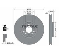 2x Disco freno con ventilazione esterna 92118803 TEXTAR per CADILLAC SAAB OPEL