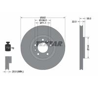 2x Disco freno con ventilazione esterna 92197103 TEXTAR per CITROËN C6