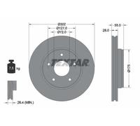 2x Disco freno con ventilazione esterna 92253303 TEXTAR per JEEP WRANGLER III