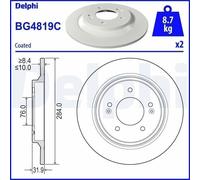 DELPHI Dischi freno BG4819C posteriore pieni 2 pezzi per Kia Ceed