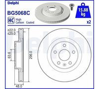 2X Disco freno DELPHI BG5068C per VOLVO XC40 (536) 2 2017-2022