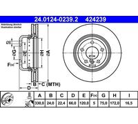 2x Disco freno disco del freno a due pezzi 24.0124-0239.2 ATE per BMW 5