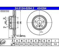 ATE Disco freno 24.0124-0264.2 Anteriore per BMW, Toyota - 2 pezzi