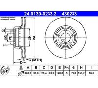 2x Disco freno disco del freno a due pezzi 24.0130-0233.2 ATE per BMW 1 3