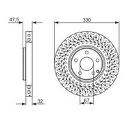 Disco freno BOSCH 0 986 479 334 anteriore, ventilato, altamente carbonizzato, 1 Pezzo