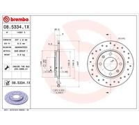 2x Disco freno forato 08.5334.1X BREMBO per CITROËN PEUGEOT