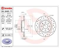2x Disco freno forato 08.9460.71 BREMBO per ABARTH PUNTO GRANDE PUNTO