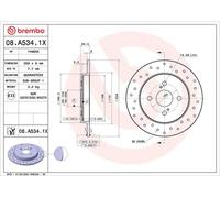 2x Disco freno forato 08.A534.1X BREMBO per ASTON MARTIN TOYOTA