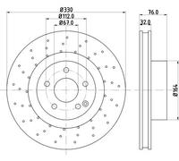 2x Disco freno forato 8DD 355 127-461 HELLA per MERCEDES-BENZ CLASSE S
