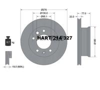 2x Disco freno Frontale d. veicolo ventilato 214 327 HART