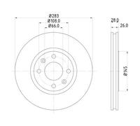 HELLA PAGID 8DD 355 105-051 Discofreno,52518PRO,rivestito,283mm,26mm,con ventilazione esterna,per es. CITROEN / PEUGEOT