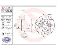 2x Disco freno intagliato 08.9502.1S BREMBO