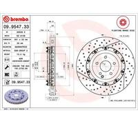 2x Disco freno intagliato/perforato 09.9547.33 BREMBO per MERCEDES-BENZ CLK SLK