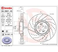 Disco freno BREMBO 09D60143 anteriore, ventilato, altamente carbonizzato, 1 pezzo