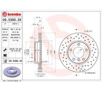 2x Disco freno perforato/ventilazione interna 09.5390.3X BREMBO per BMW 3