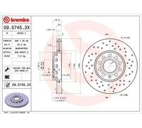 2x Disco freno perforato/ventilazione interna 09.5745.2X BREMBO per AUDI VW SEAT