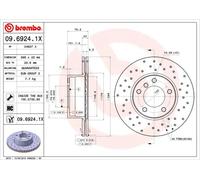 2x Disco freno perforato/ventilazione interna 09.6924.1X BREMBO per BMW 5