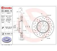 2x Disco freno perforato/ventilazione interna 09.8633.1X BREMBO per VOLVO V70 I