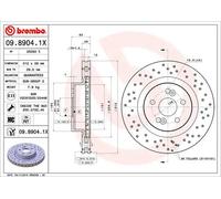 2x Disco freno perforato/ventilazione interna 09.8904.1X BREMBO per RENAULT
