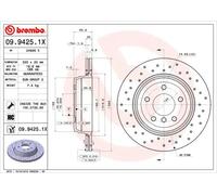 2x Disco freno perforato/ventilazione interna 09.9425.1X BREMBO per BMW 5 6