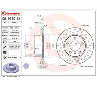 2x Disco freno perforato/ventilazione interna 09.9750.1X BREMBO per BMW 1