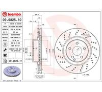 2x Disco freno perforato/ventilazione interna 09.9825.11 BREMBO