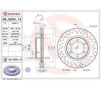 2x Disco freno perforato/ventilazione interna 09.A204.1X BREMBO per TOYOTA
