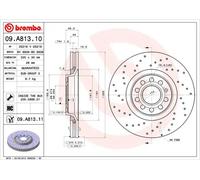 2x Disco freno perforato/ventilazione interna 09.A813.11 BREMBO per AUDI A4 B7