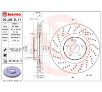 Disco freno BREMBO 09A81911 anteriore, ventilato, altamente carbonizzato, 1 Pezzo