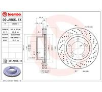 2x Disco freno perforato/ventilazione interna 09.A966.1X BREMBO per TOYOTA