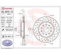 2x Disco freno perforato/ventilazione interna 09.A972.1X BREMBO per CHEVROLET